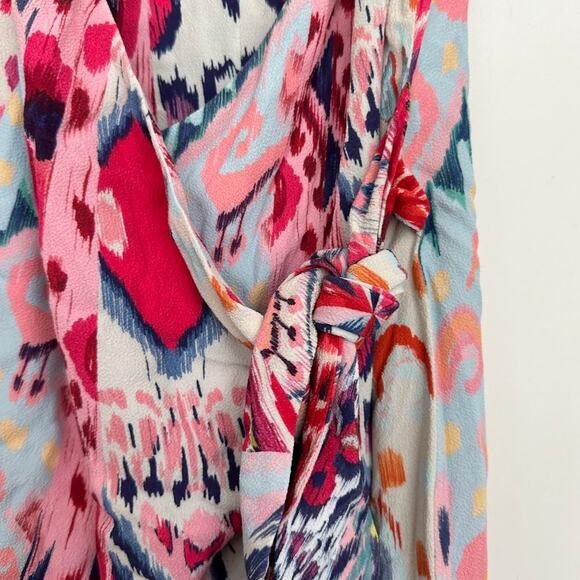 Farm Rio Womens Multicolor Ikat-Print Mini Wrap Dress Size XS - Picture 4 of 13